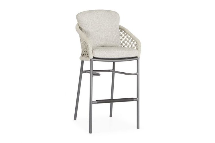 Suns Nappa barchair macrame camel sand - soft grey - afbeelding 1