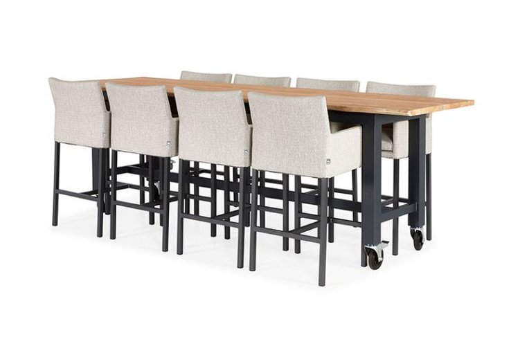 Suns Vasto bartafel 330x100cm  teak-alu verrijdbaar camel sand frame - afbeelding 2