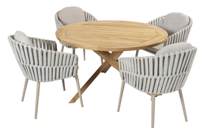 Taste Eva 5-delige dining set rond rope latte - afbeelding 1