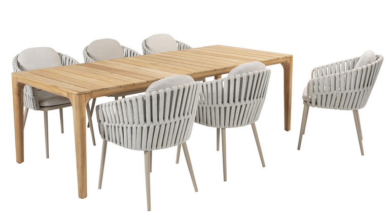 Taste Eva 7-delige dining set Liam latte
