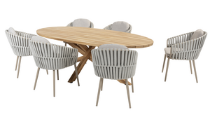 Taste Eva 7-delige dining set ovaal rope latte - afbeelding 1