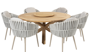 Taste Eva 7-delige dining set rond rope latte - afbeelding 1