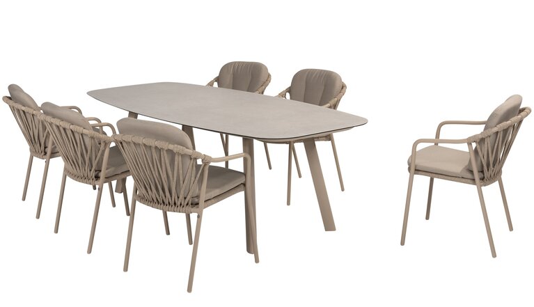 Taste Manitoba 7-delige dining  tuinset rope latte