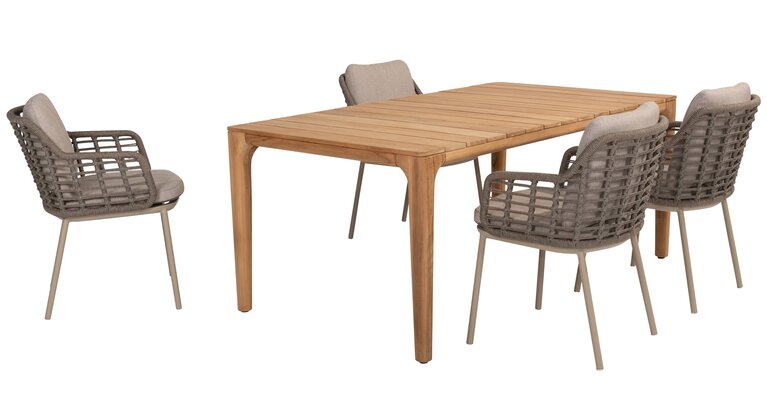 Taste Puglia 5-delige dining set rope latte rechthoek