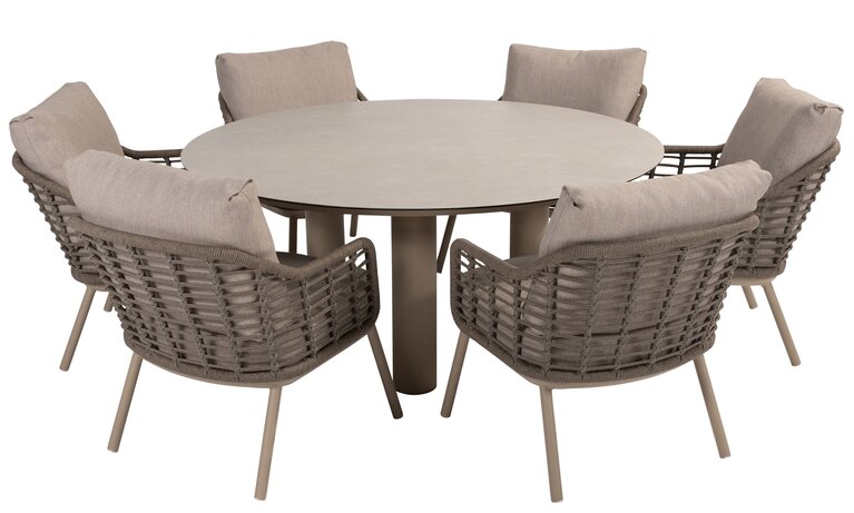 Taste Puglia 8-delige low dining set rope latte showroomverlater - afbeelding 1