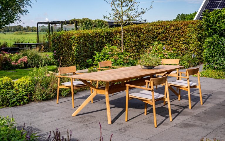Traditional teak Carmen dining design chair op=op - afbeelding 6