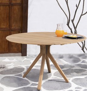 Traditional teak Carmen dining tuintafel rond 132cm teak - afbeelding 2