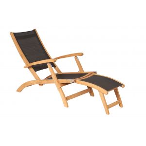 Traditional teak Kate deckchair black - afbeelding 1