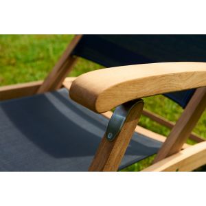 Traditional teak Kate deckchair black - afbeelding 3