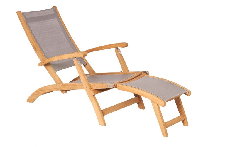 Traditional teak Kate deckchair taupe - afbeelding 1