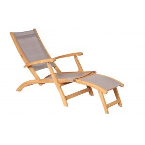 Traditional teak Kate deckchair taupe - afbeelding 1