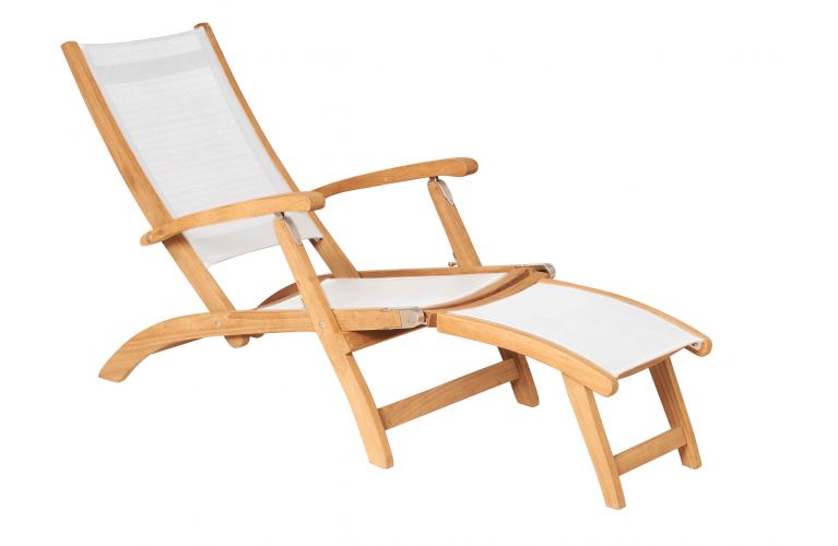 Traditional teak Kate deckchair white - afbeelding 1