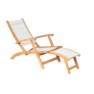 Traditional teak Kate deckchair white - afbeelding 1