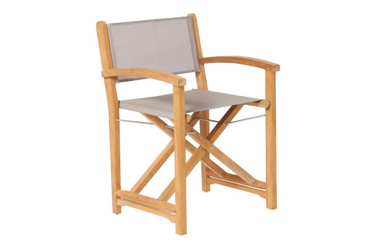 Traditional teak Kate director chair taupe
