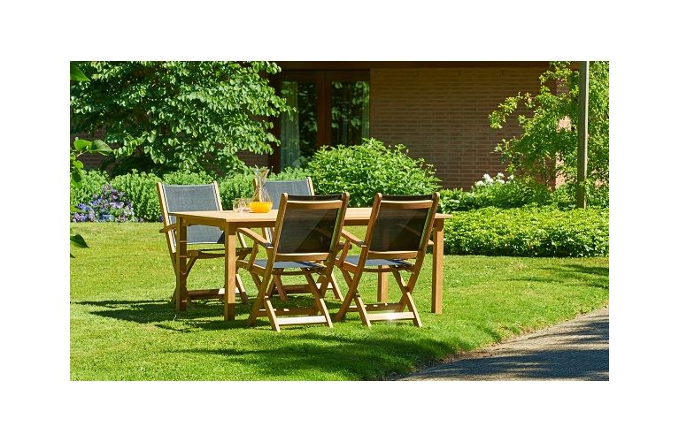 Traditional teak Kate folding arm chair black - afbeelding 3