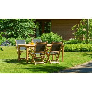 Traditional teak Kate folding arm chair black - afbeelding 3