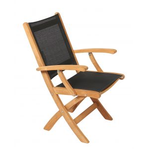 Traditional teak Kate folding arm chair black - afbeelding 1