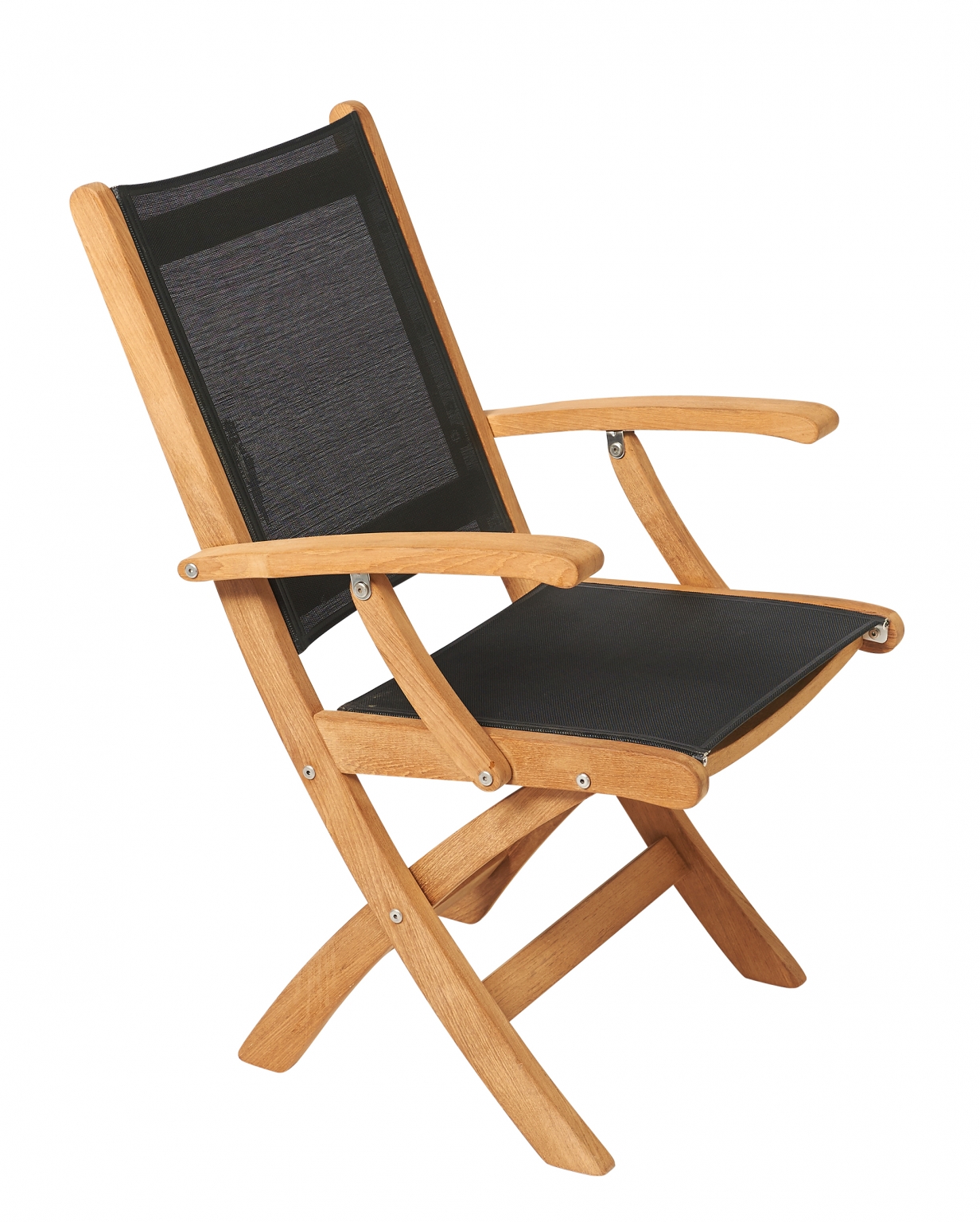 Traditional teak Kate folding arm chair black Rijkenberg Tuinmeubelen