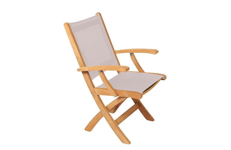 Traditional teak Kate folding armchair taupe