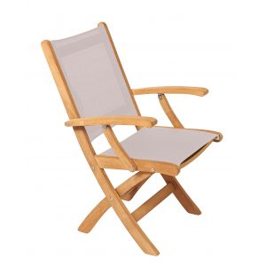 Traditional teak Kate folding armchair taupe - afbeelding 1