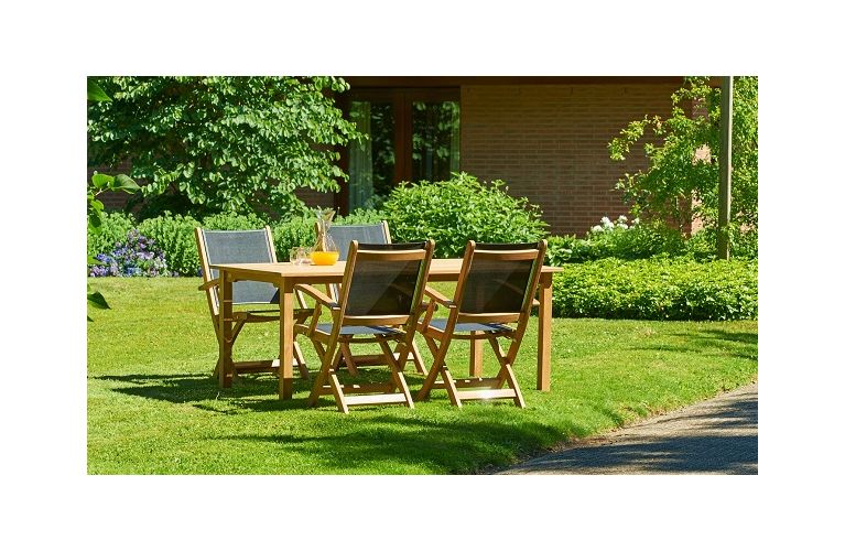 Traditional teak Kate folding armchair taupe - afbeelding 3