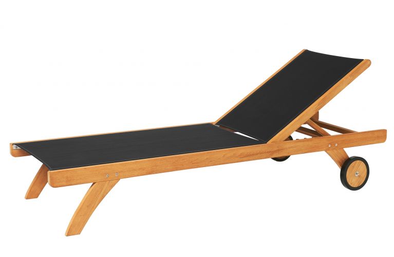 Traditional teak Kate lounger black - afbeelding 1