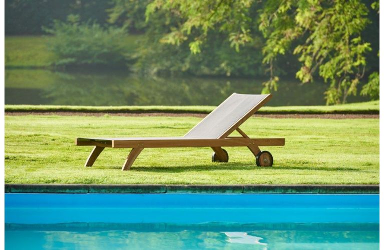 Traditional teak Kate lounger taupe - afbeelding 2