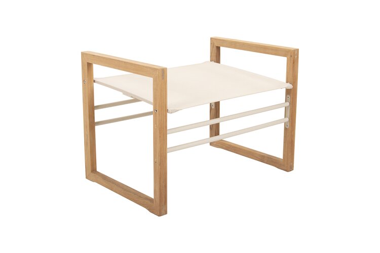 Traditional teak Sofia footstool teak - batyline linen - afbeelding 1