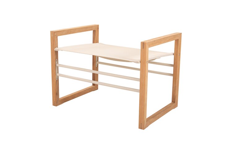 Traditional teak Sofia footstool teak - batyline linen - afbeelding 2