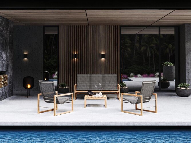 Traditional teak Sofia loungebank teak - batyline slade - afbeelding 4