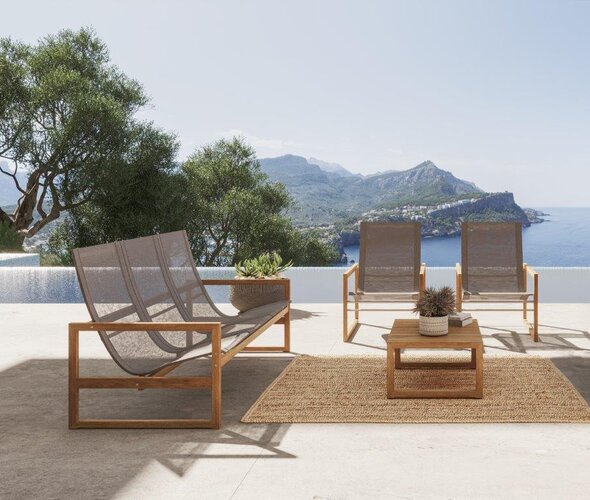 Traditional teak Sofia loungebank teak - batyline taupe - afbeelding 4