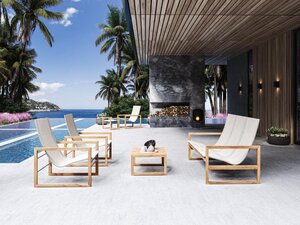 Traditional teak Sofia loungechair teak - batyline linen - afbeelding 4