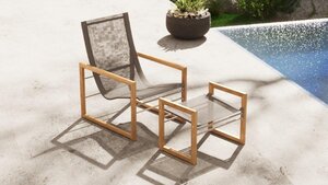 Traditional teak Sofia loungechair teak - batyline taupe showroomverlater - afbeelding 4