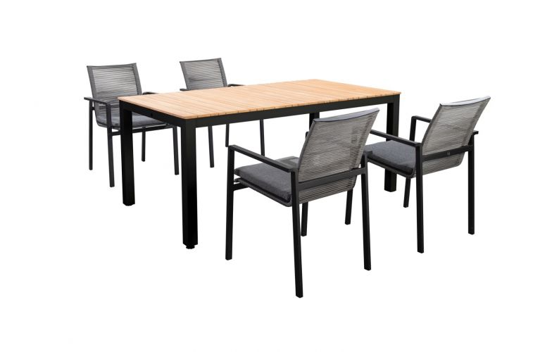 Yoi Arashi dining tuintafel 169x90cm black - teak - afbeelding 2