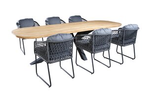 Yoi Bara 7-delige dining tuinset dark grey met Noas table 280 - afbeelding 1