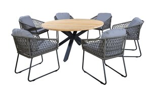 Yoi Bara 7-delige dining tuinset rond dark grey met Noas table 150 - afbeelding 1