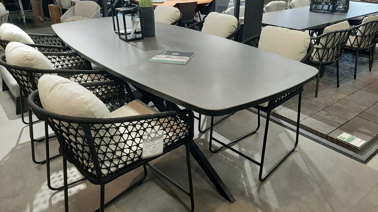 Yoi Bara 7-delige high dining setblack frame black rope  Showroomverlater