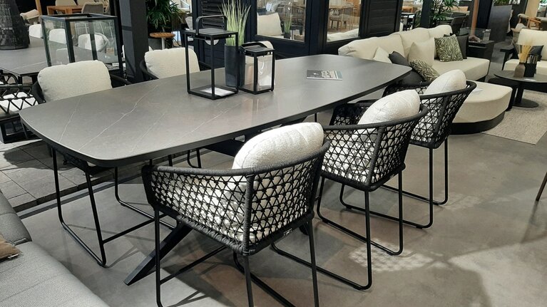Yoi Bara 7-delige high dining setblack frame black rope  Showroomverlater - afbeelding 3