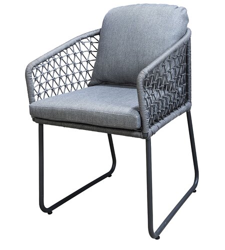 Yoi Bara dining chair dark grey frame grey rope  mixed grey kussenset