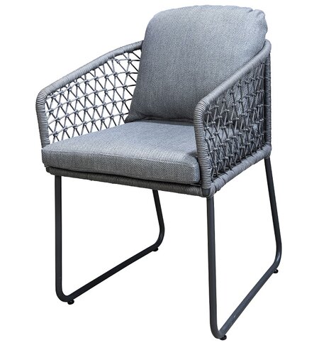 Yoi Bara dining chair dark grey frame grey rope  mixed grey kussenset - afbeelding 1