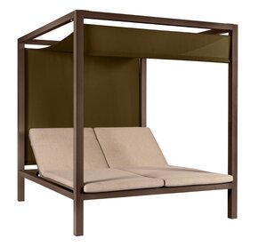 Yoi Cabana double lounger bronze met dak - flax beige boucle kussen AW - afbeelding 1