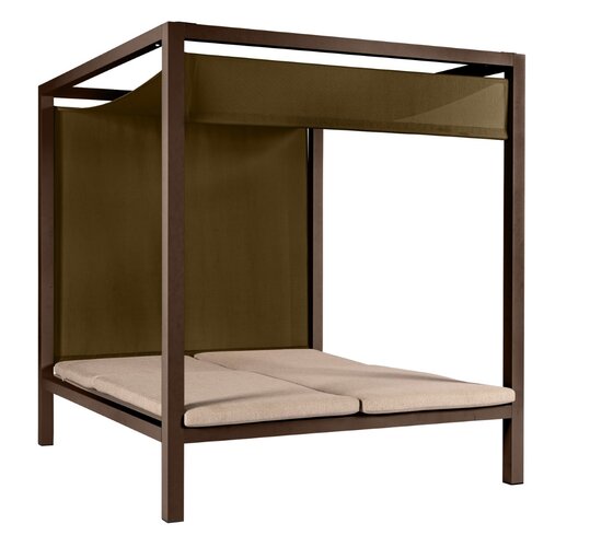 Yoi Cabana double lounger bronze met dak - flax beige boucle kussen AW - afbeelding 2