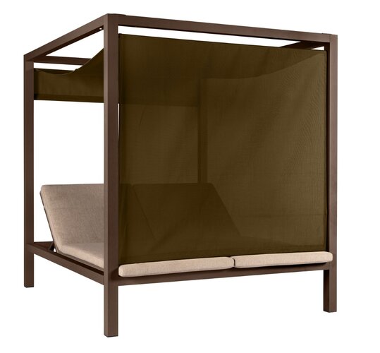 Yoi Cabana double lounger bronze met dak - flax beige boucle kussen AW - afbeelding 4