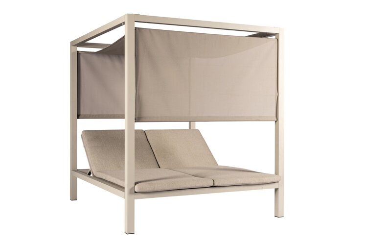 Yoi Cabana double lounger salix met dak - flax beige boucle kussen AW