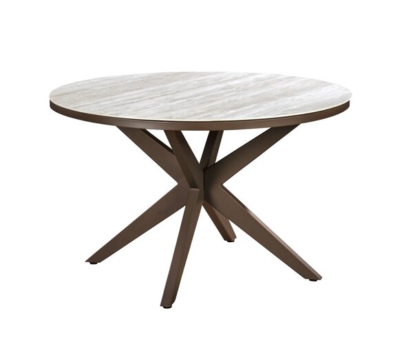 Yoi Calma dining tuintafel 120cm rond  bronze - keramiek travertin