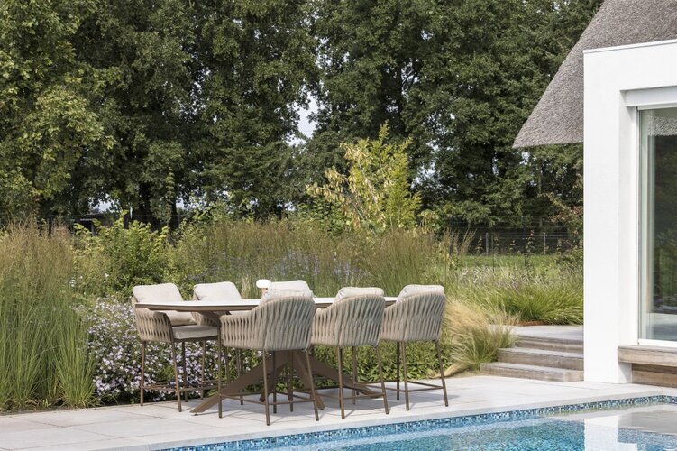 Yoi Calma dining tuintafel 160cm rond  bronze - keramiek travertin - afbeelding 2