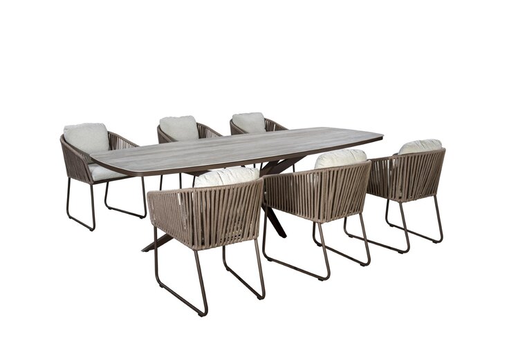 Yoi Calma dining tuintafel oval 240x100cm bronze - keramiek travertin - afbeelding 2