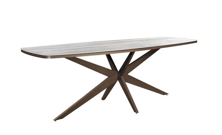 Yoi Calma dining tuintafel oval 270x110cm  bronze - keramiek travertin