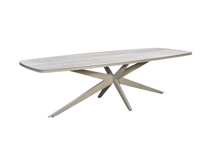 Yoi Calma dining tuintafel oval 270x110cm  salix - keramiek travertin