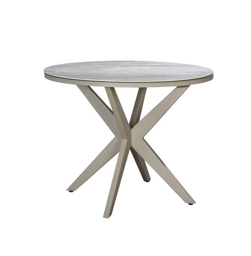 Yoi Calma high dining tuintafel 120cm rond  salix - keramiek travertin